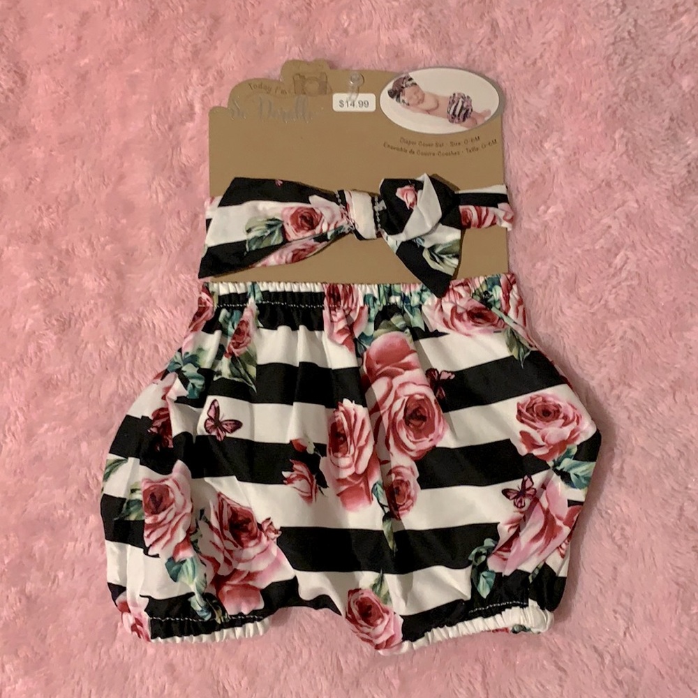 Baby Diaper Cover Set Girls black & white